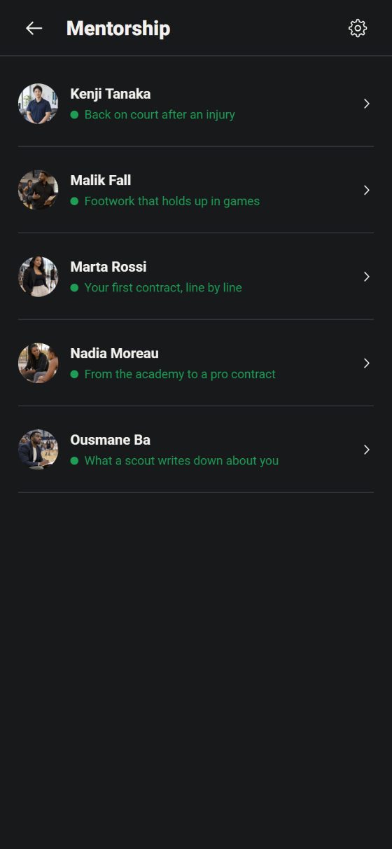 Des offres de mentorat dans l’app